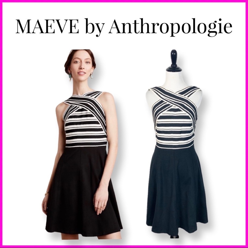 EUC Anthropologie Maeve Crosswise Fit &Flare Dress